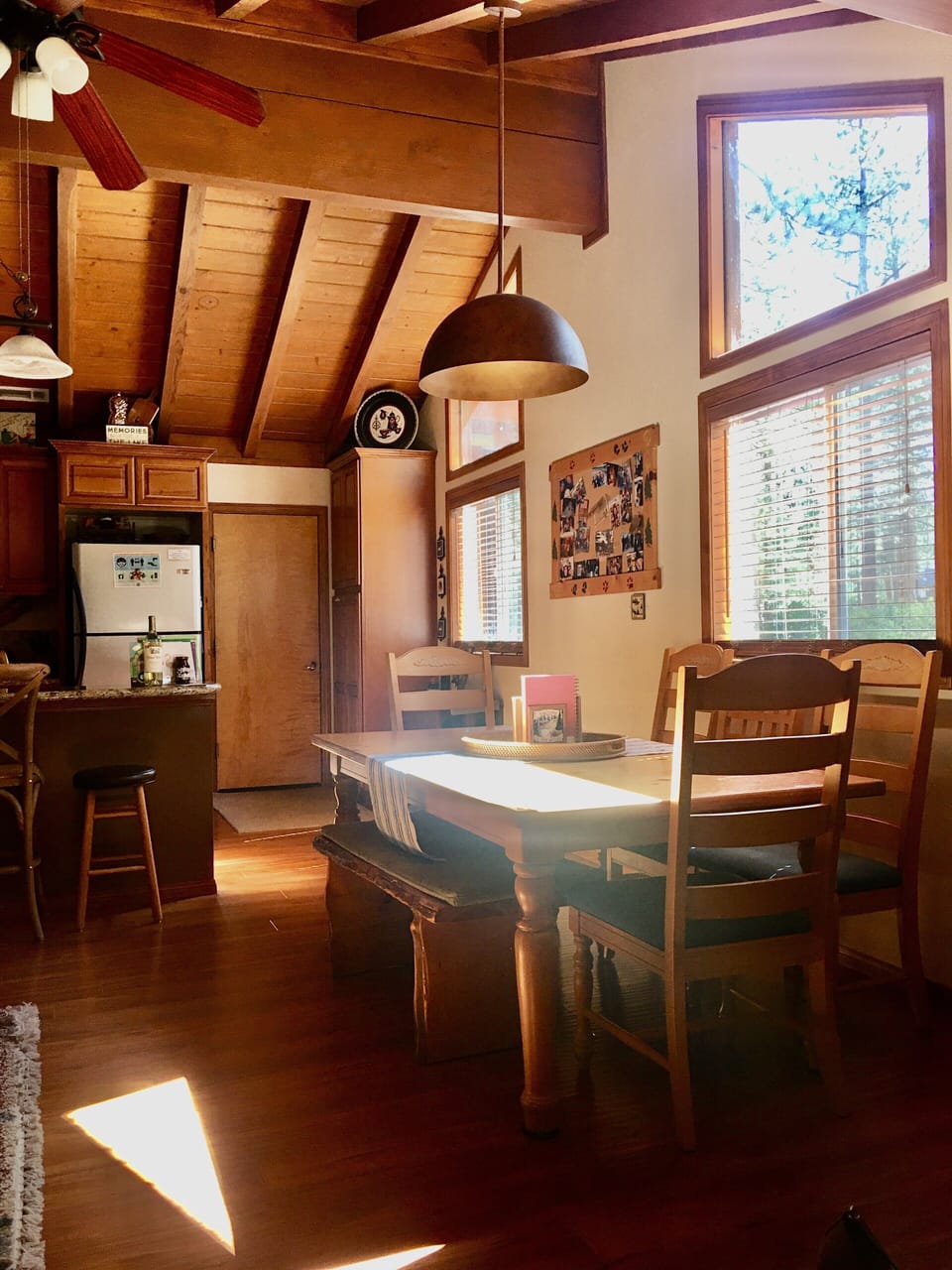 Dining table seats 6, bar seats 3, got you covered!