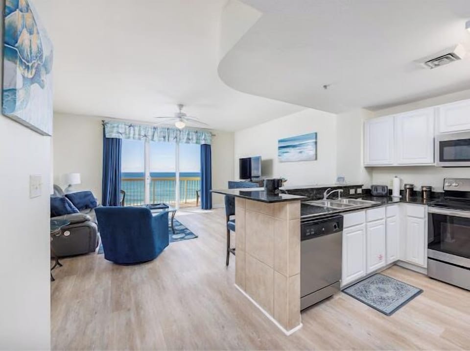 View from kitchen and living room