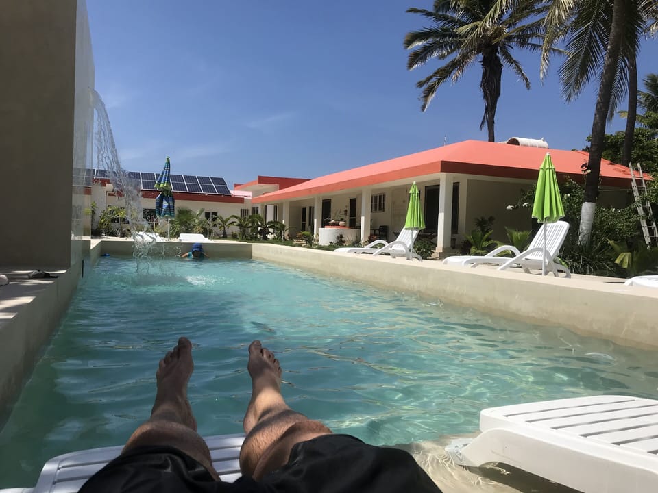 Rest poolside with fountain
