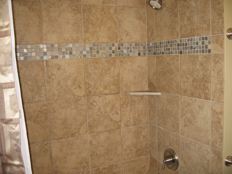 Tile shower on main floor