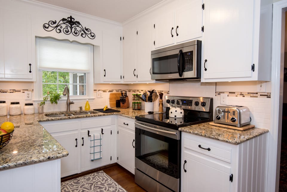 This kitchen has everything  for making a snack or aThanksgiving feast.