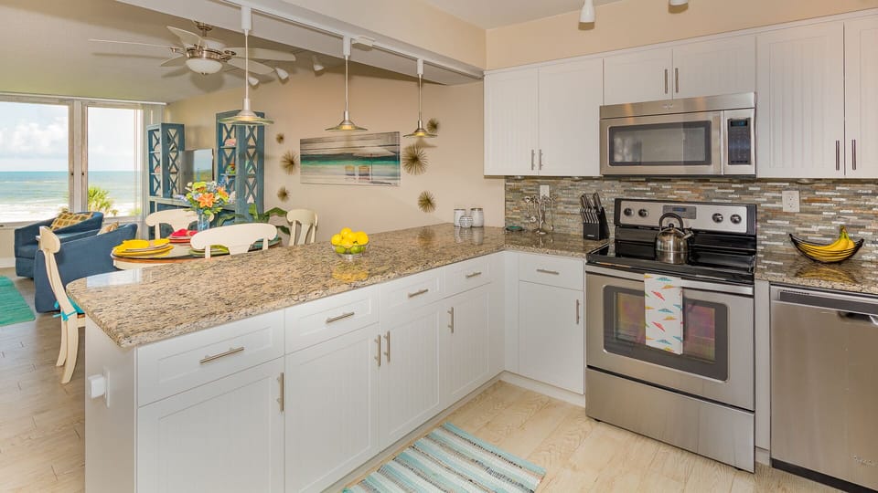 New stainless steel appliances were added during the remodel.