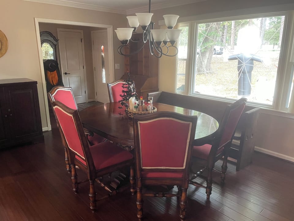 Dining table with seating for 8