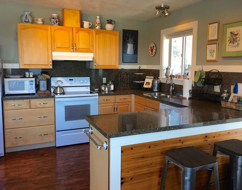 The kitchen, equipped with everything you need, plus a dishwasher!