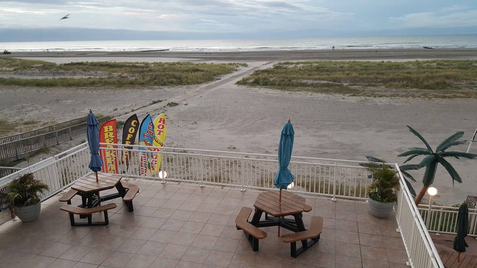 2nd floor deck view of the beach