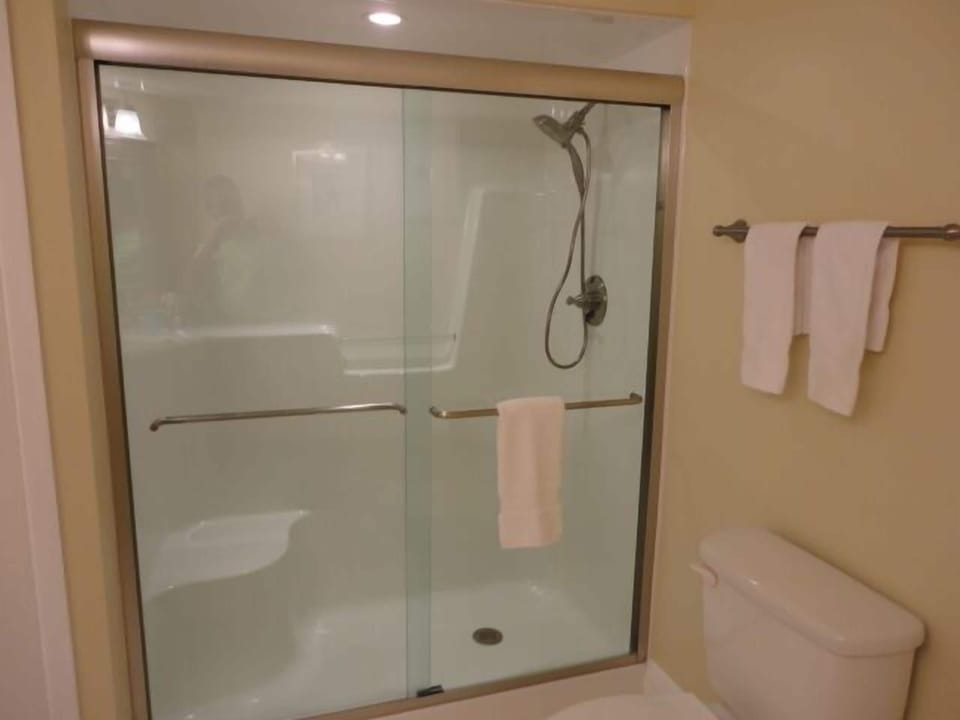 Master Bath walk-in shower with frame less glass doors and upgraded shower head