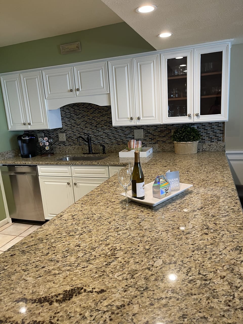 Kitchen and counter with seating