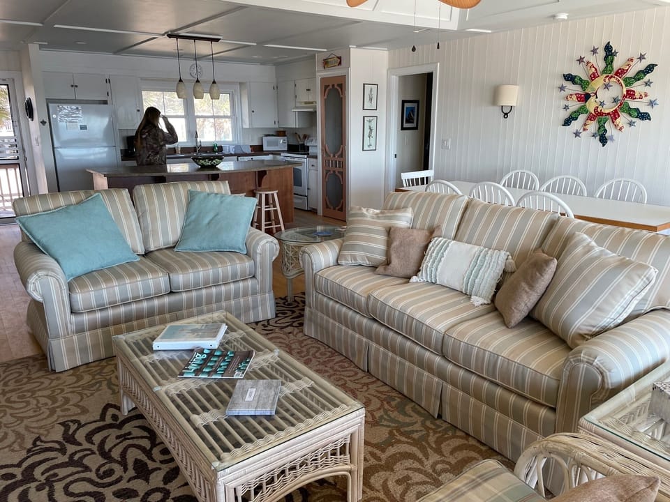 Seating for 12 with two dining tables + 4 at kitchen island
