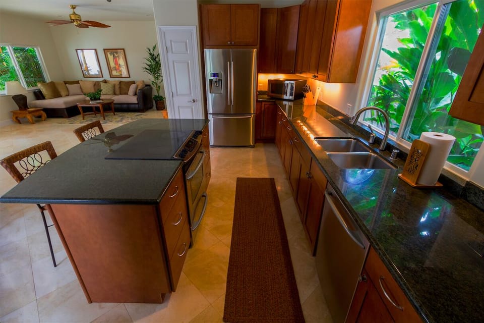 Fully stocked gourmet kitchen