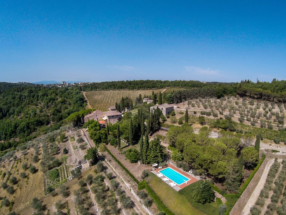 Aerial view of property...with Castellina in Chianti in the background