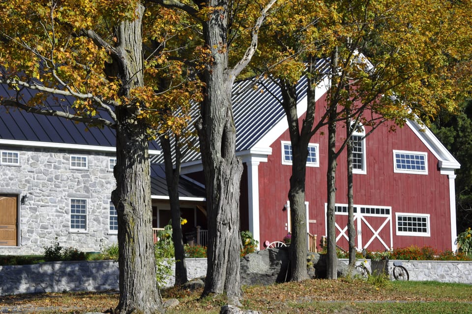 Exterior Fall- 3,000 sq foot red barn inn. 