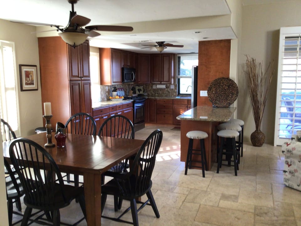 Kitchen and dining area.  Additional leaves available to enlarge table.