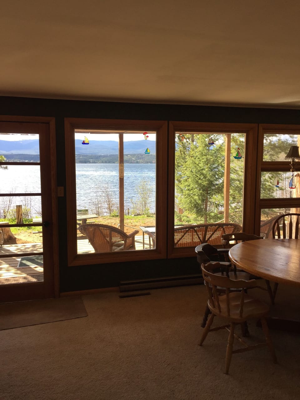 Dining area view towards lake.