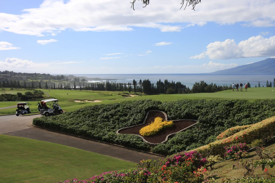 Kapalua Plantation Golf Course looking toward Ocean and Molokai 