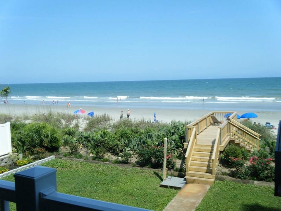 View of the beach from deck