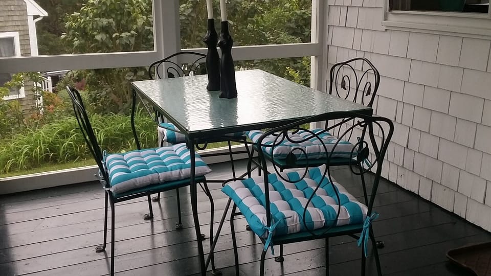 Morning coffee anyone?  On the screened in front porch,