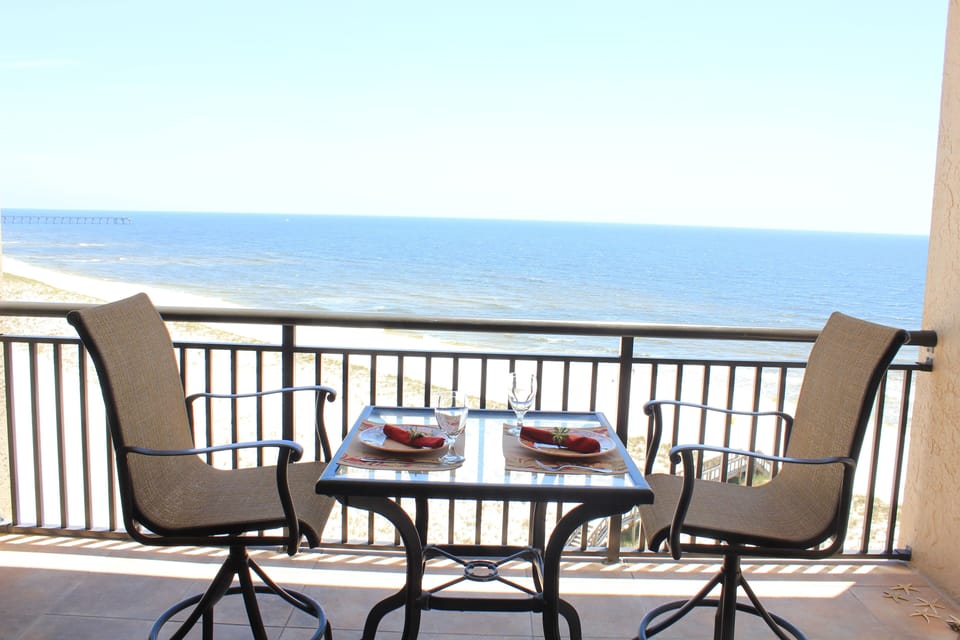 Magnificent view of the Gulf from the covered balcony