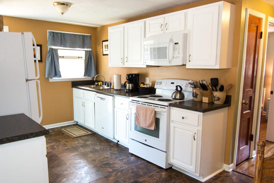 Kitchen has everything you need to cook a delicious meal; 