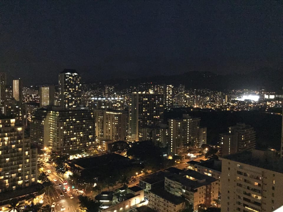 City evening view from lanai