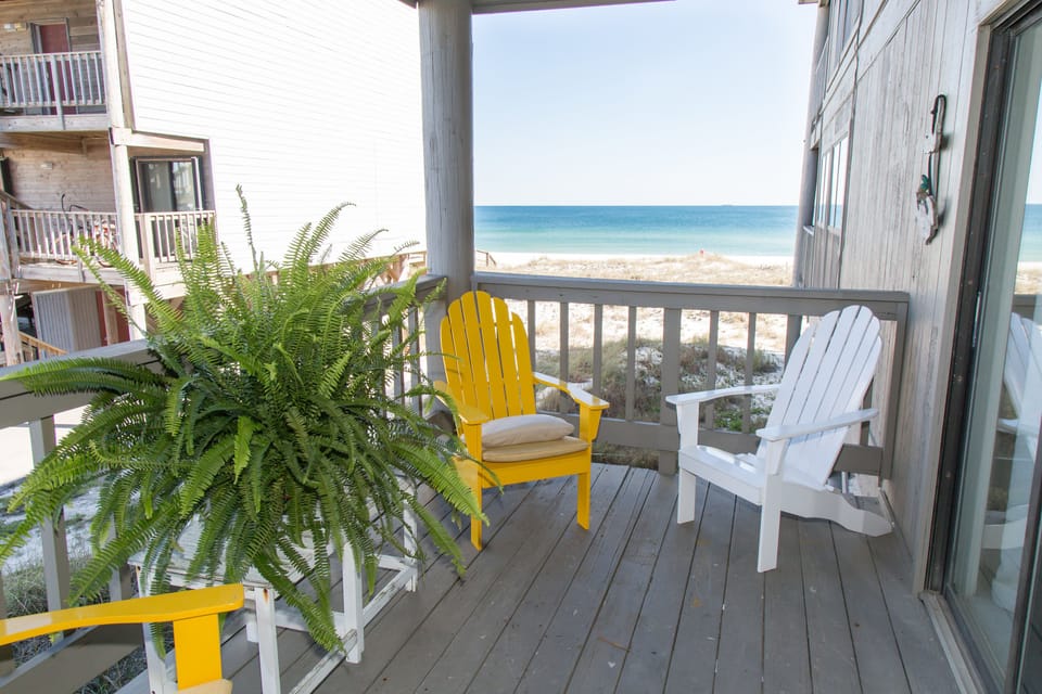 South Deck off Living Area and Master Bedroom . . .  the beach and Gulf