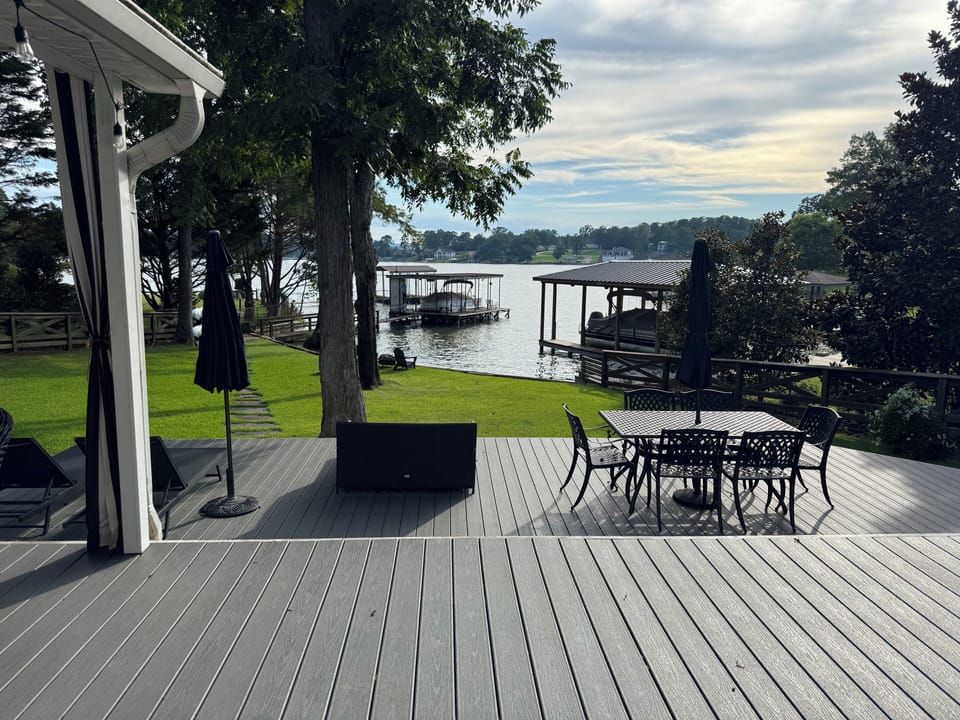 Expansive deck with view of main lake.