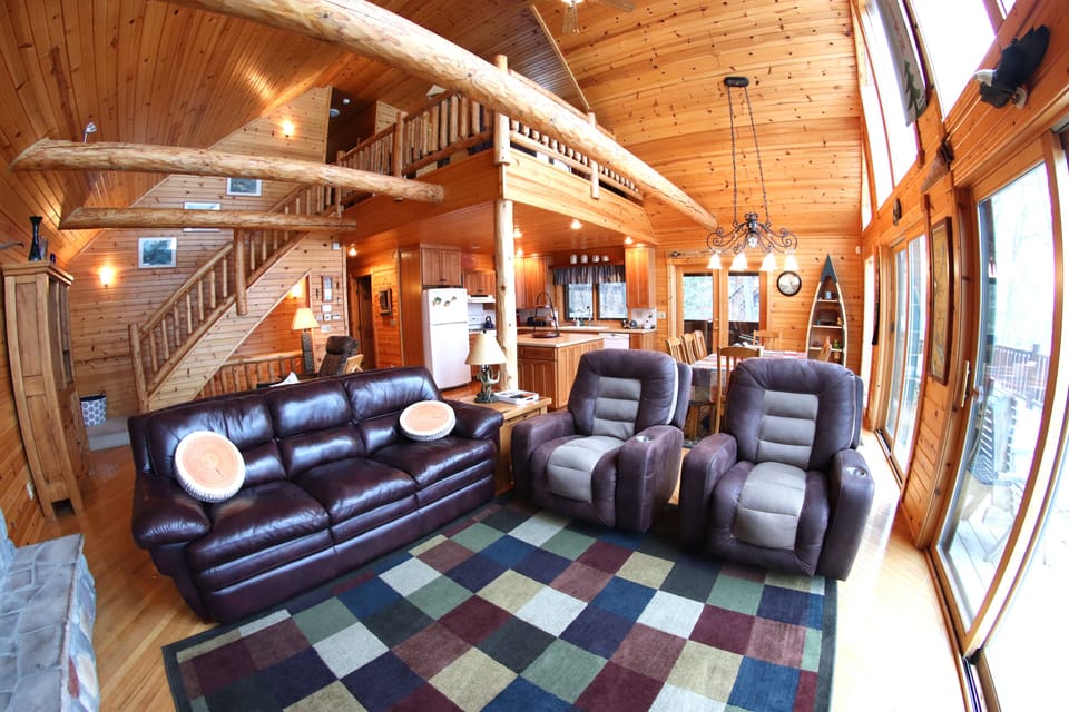 Living room - couch and two very comfortable chairs, open concept 