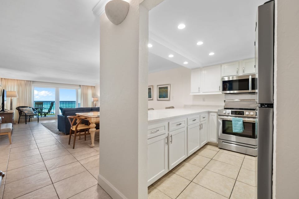 Kitchen is open to the dining area.