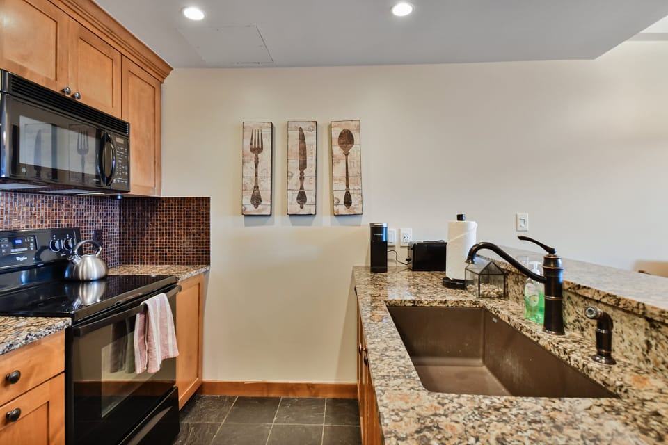 Kitchen with granite countertops