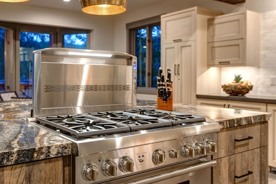 Thermidor Gas / Oven  Range (6 burners) and Telescoping Ventilation