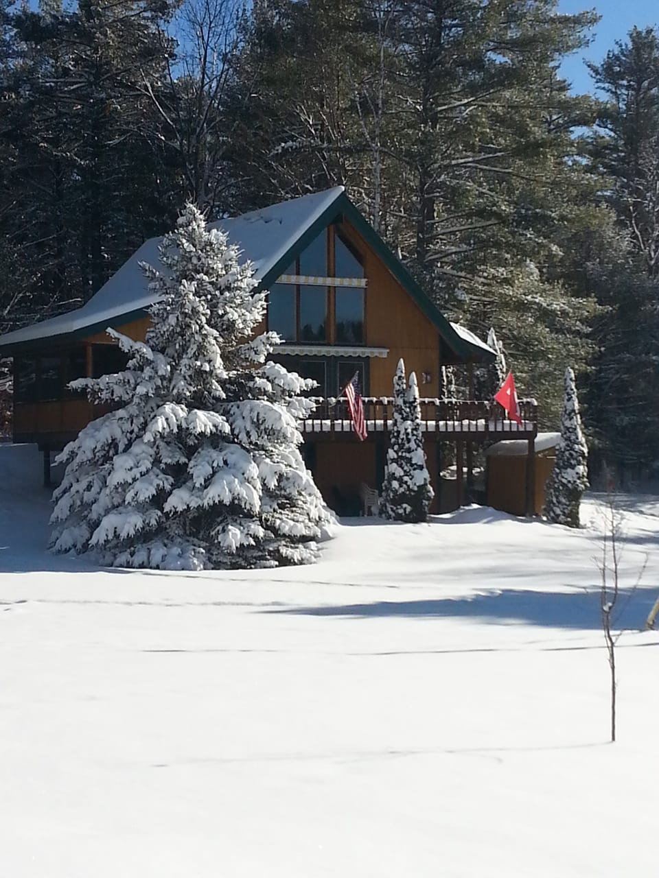 Lovely Adirondack chalet in fresh snow