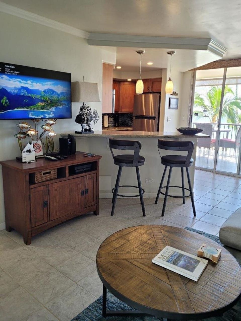 Our bar stools provide great view of the ocean.