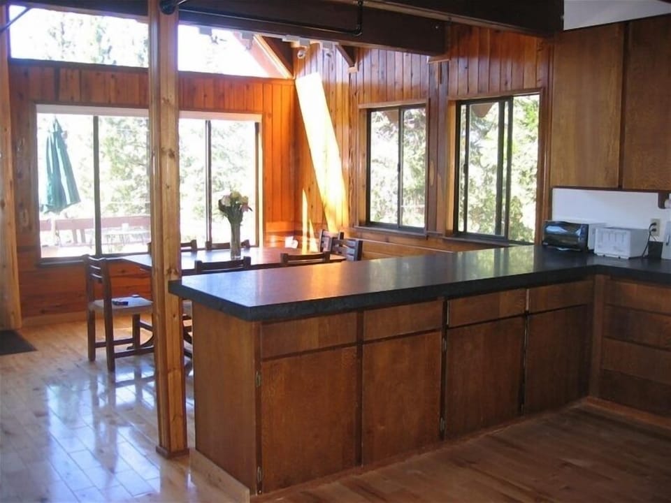 Granite counter in open kitchen