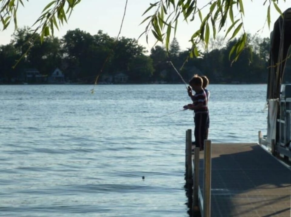 Bass fishing from the dock.