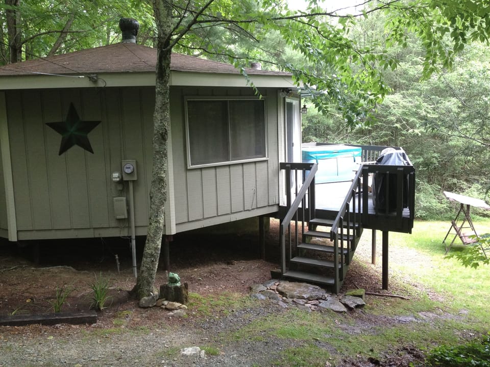 View of the hot tub on the deck. 