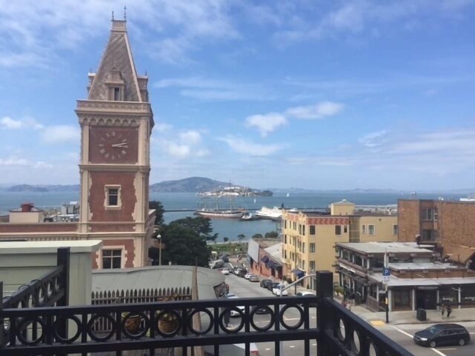 View from the roof deck of the Bay, Aquatic Park, Ghirardelli and Alcatraz