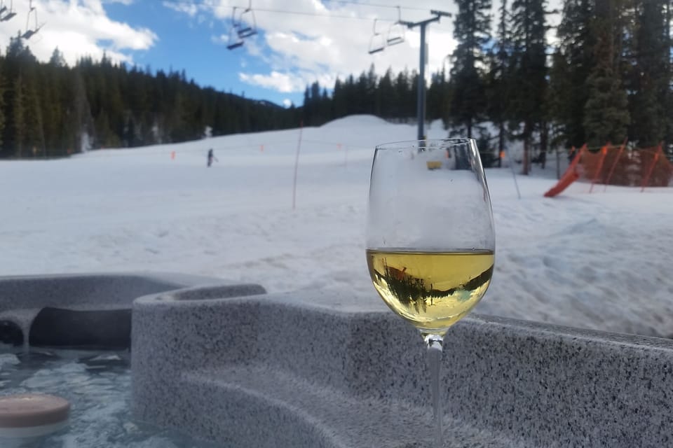 Enjoying the view from the hot tub after a day on the slopes.