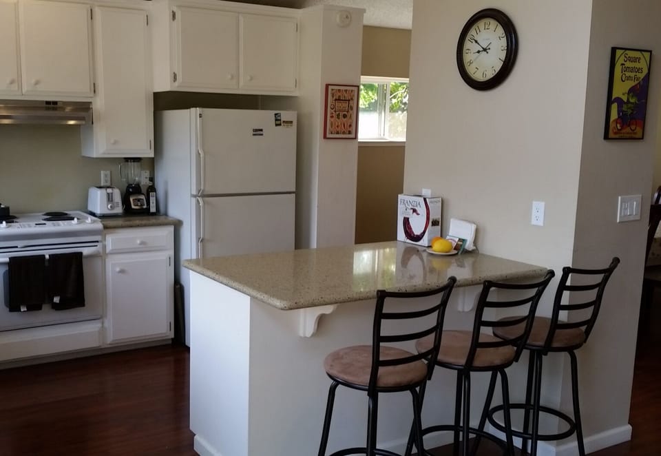Kitchen flows seamlessly into dining area