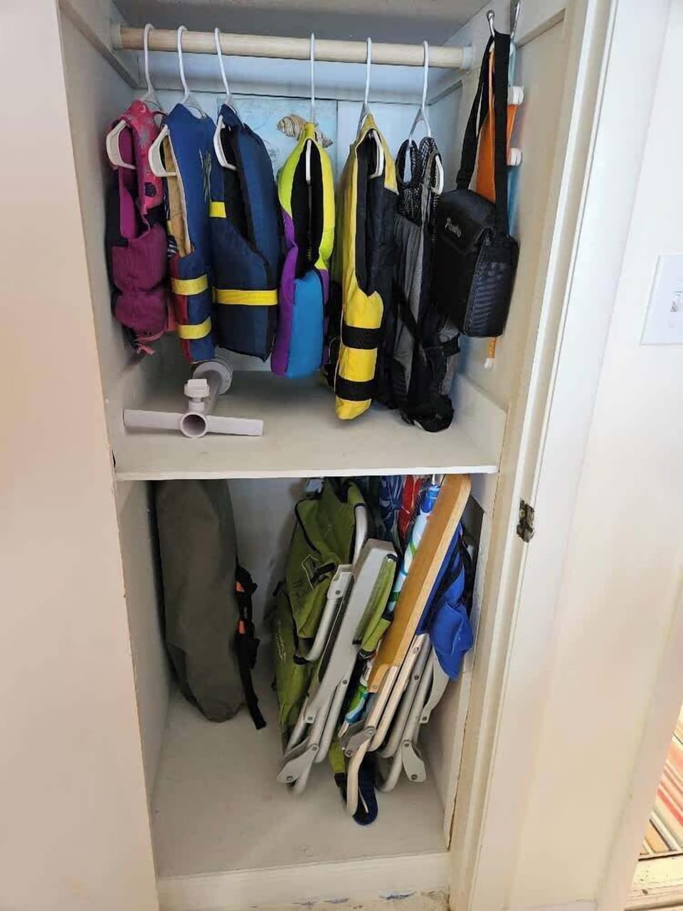 In the closet you will find gear for beach and  pool adventures
