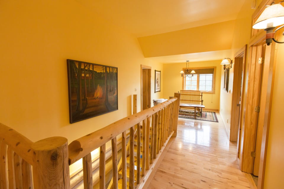 Upper level landing with reading nook and balcony