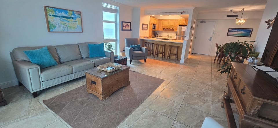 Living room with partial view of the gulf