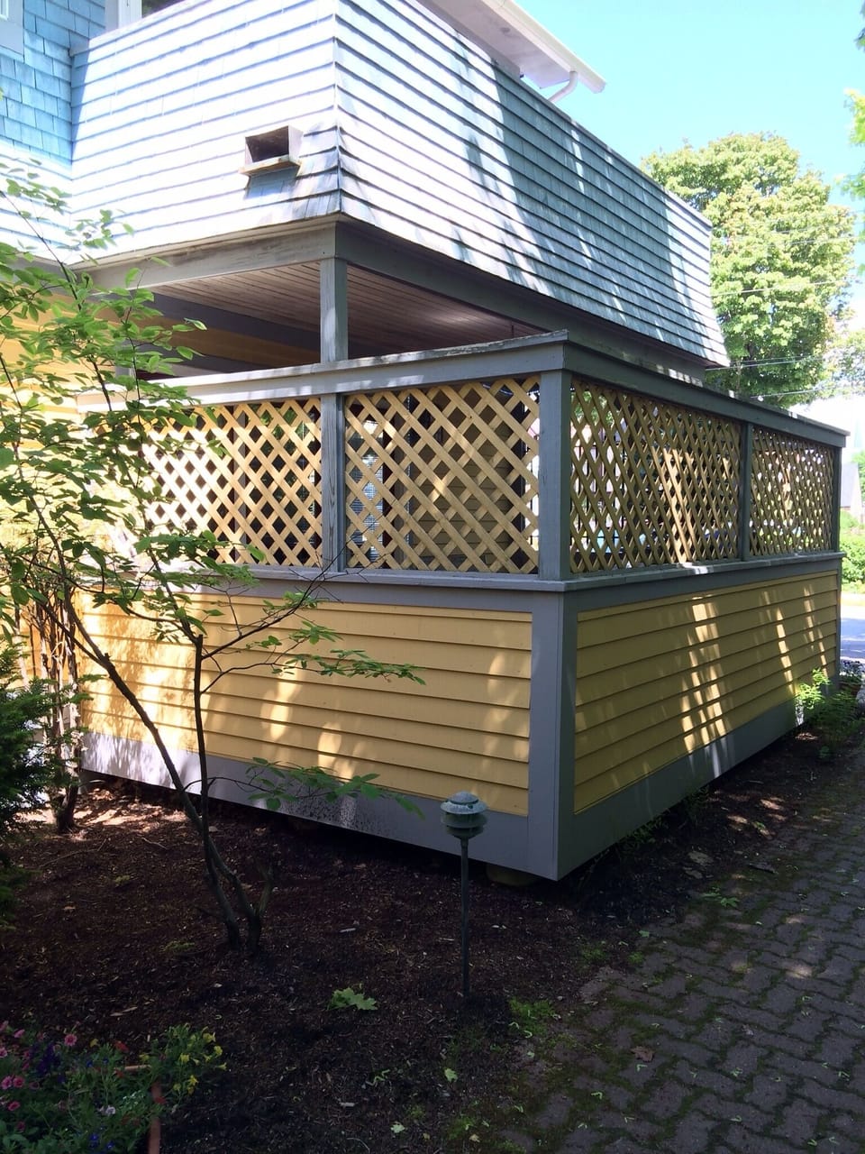 View of private outdoor patio from back.