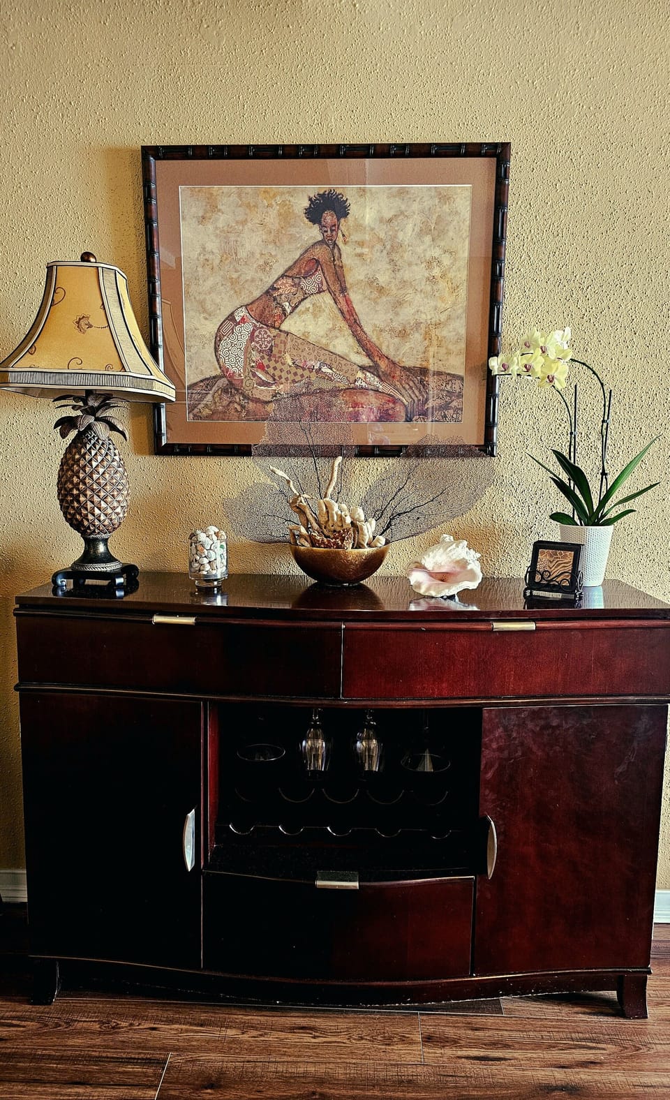 More local art and sea fans and shells from our beaches.