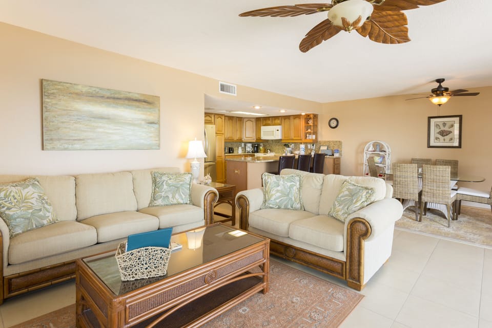 NEWLY REMODELED LIVING ROOM WITH NEW FURNITURE AND QUEEN SLEEPER SOFA.