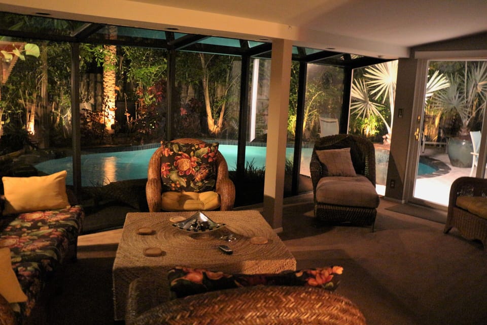 Landscape lighting at night provides great atmosphere