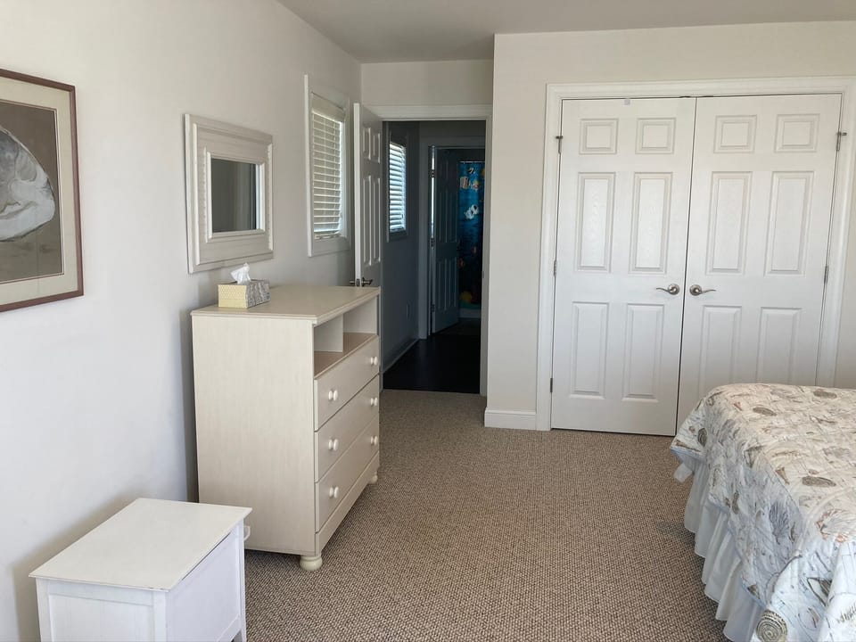Large bedroom with bathroom across the hall