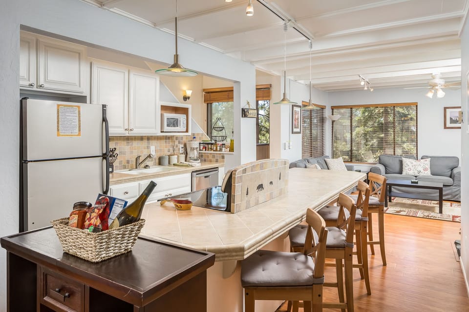 Beautiful tile kitchen island seats 4 
