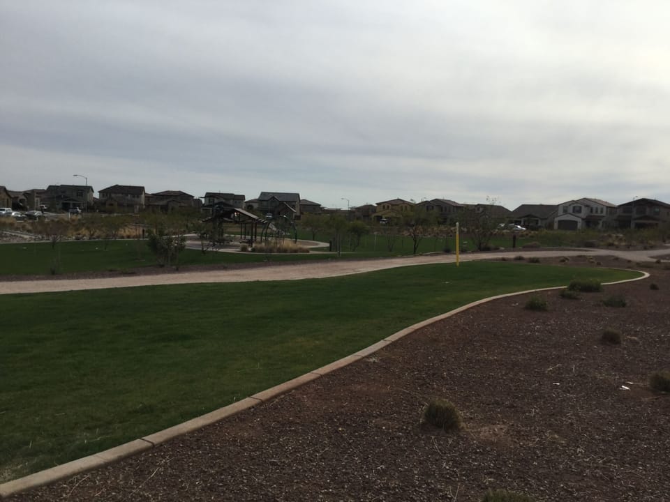 One of three parks, swings, climbing rocks, barbecue.