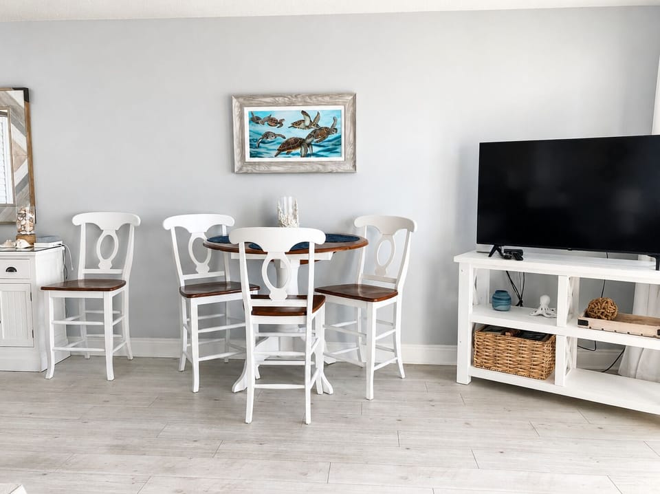 Dining table and smart tv