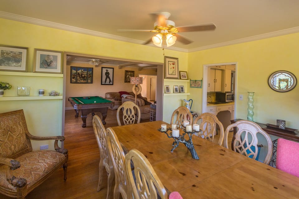 Big dining room table with seating for 12
