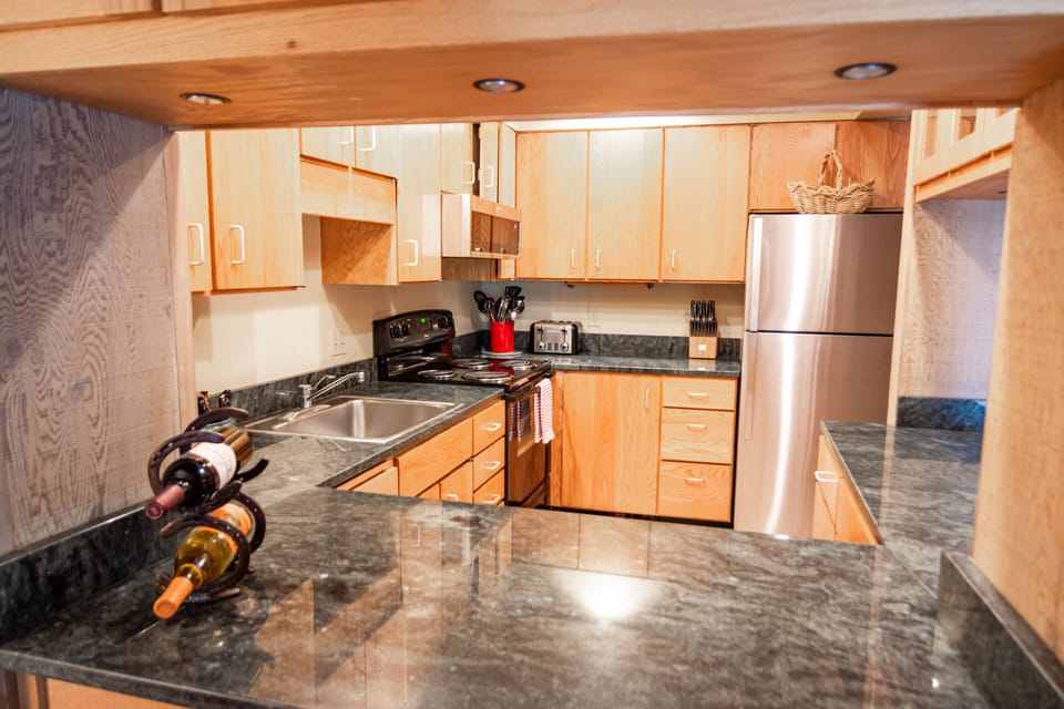 Well stocked kitchen.